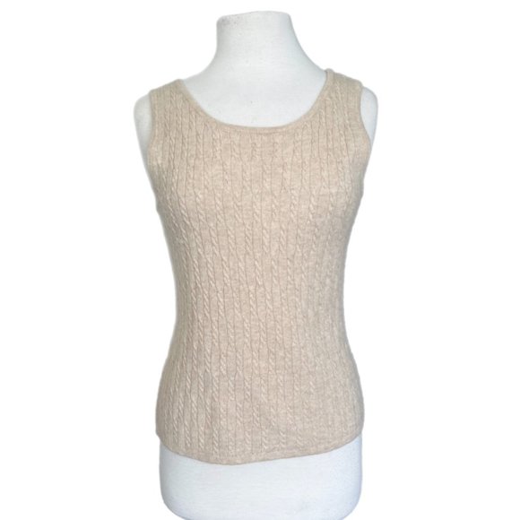 Lord & Taylor Tops - Vintage Lord & Taylor Beige Cashmere Cable-knit Tank Top | Size Medium